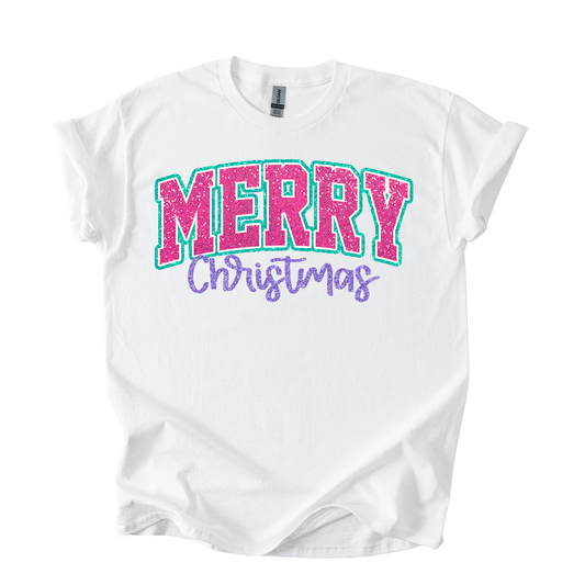 Camiseta Merry Christmas Glitter