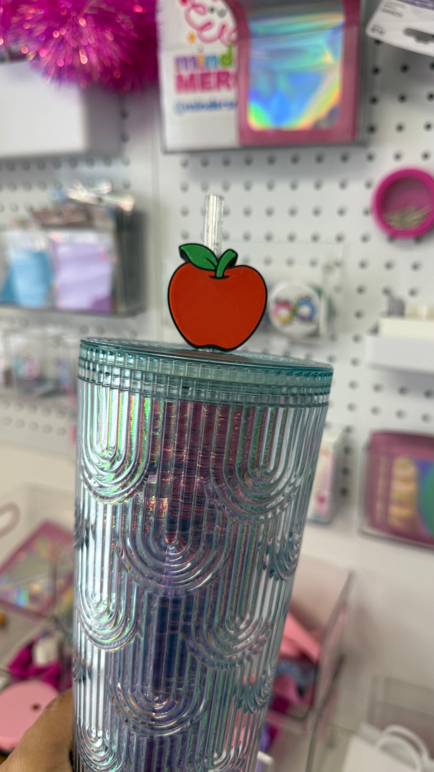 Straw Topper - Decoración para popote Manzana