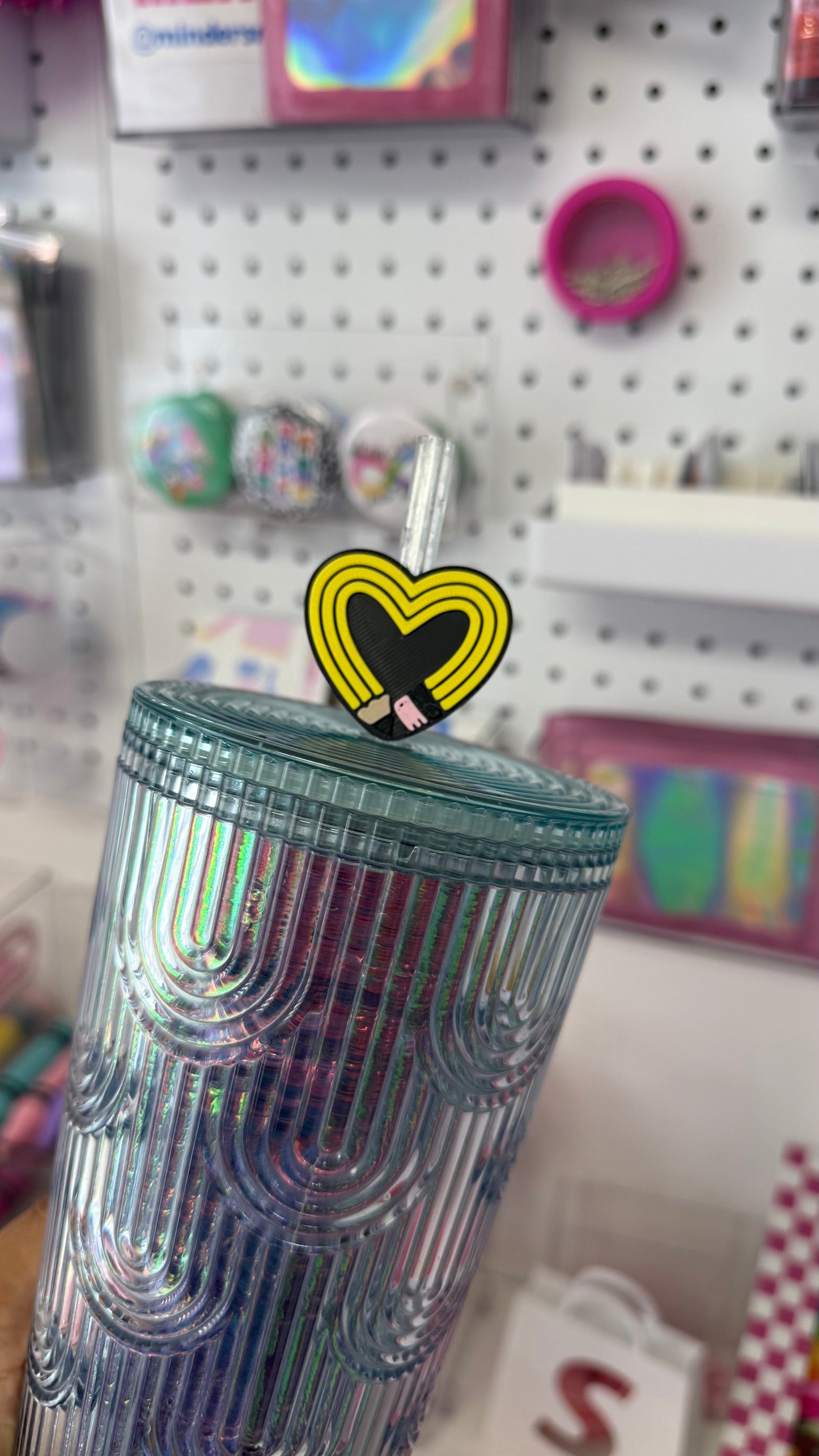 Straw Topper - Decoración para popote Corazón Lápiz