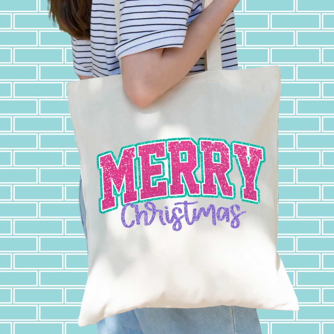Tote bag - Merry Christmas Glitter