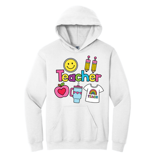 Hoodie Teacher Stuff color blanco
