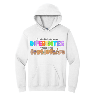 Hoodie Todos somos bienvenidos color blanco
