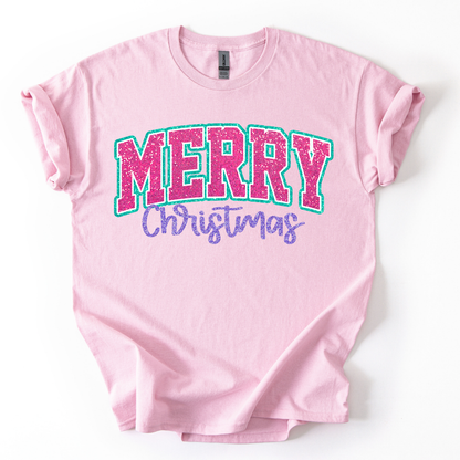 Camiseta Merry Christmas Glitter