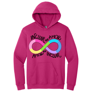 Hoodie Incluir es amar color rojo