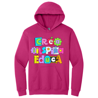 Hoodie Crea Inspira Educa color negro