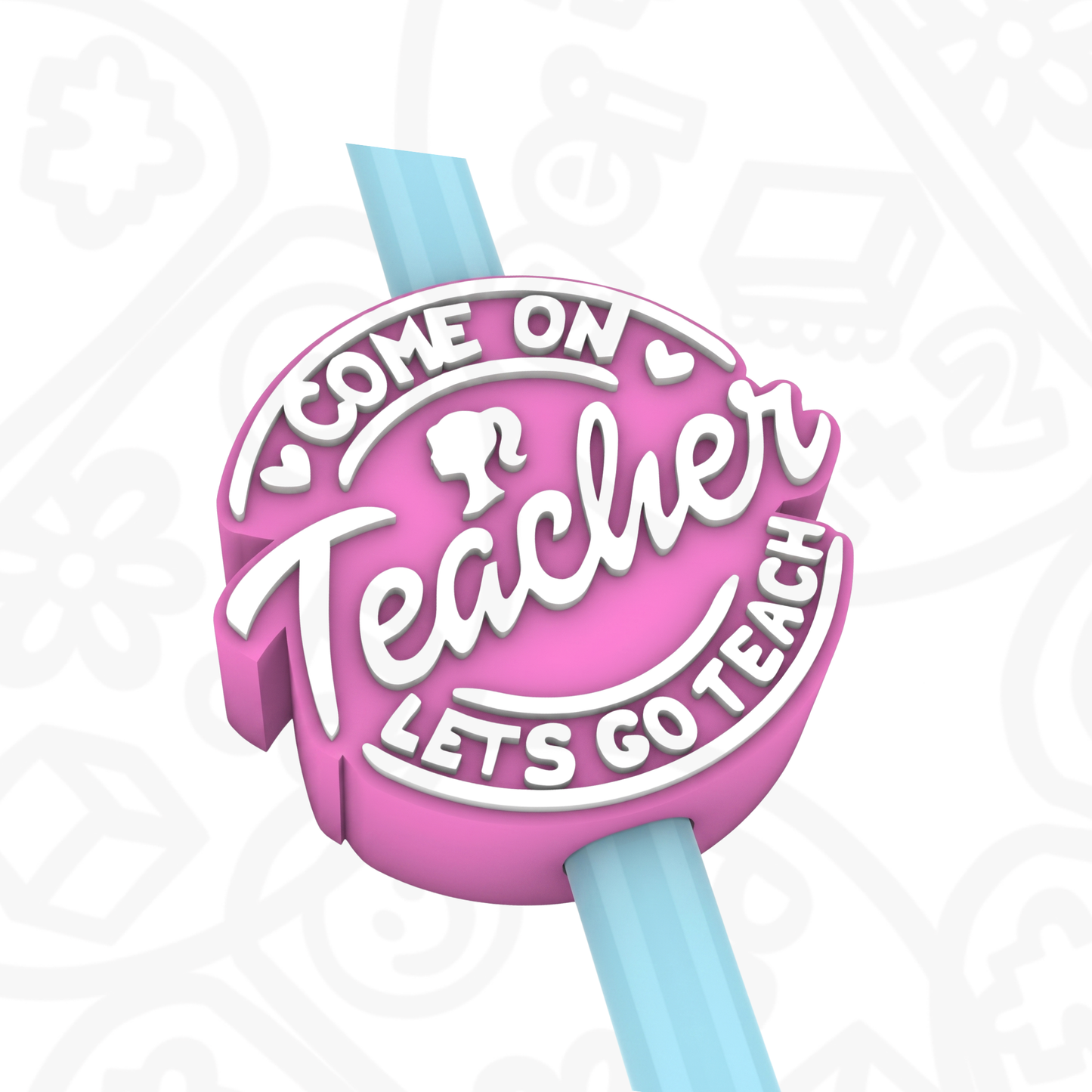 Straw Topper - Decoración para popote Teacher Barbie