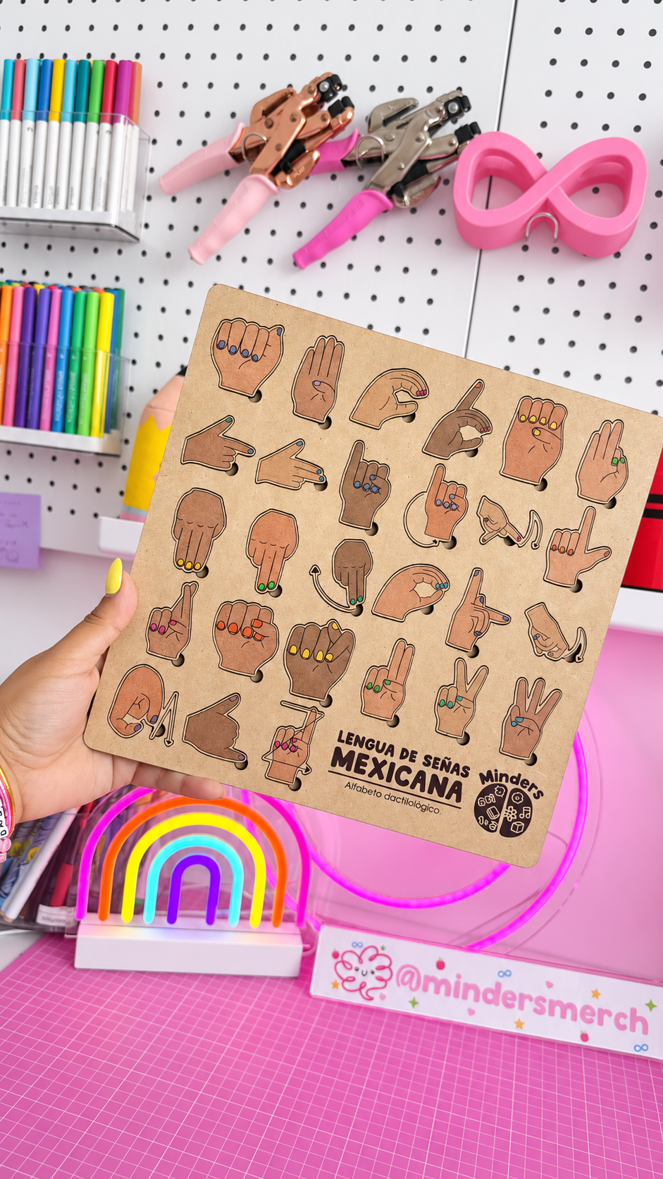 Rompecabezas Lengua de Señas Mexicana LSM | Alfabeto dactilológico en madera