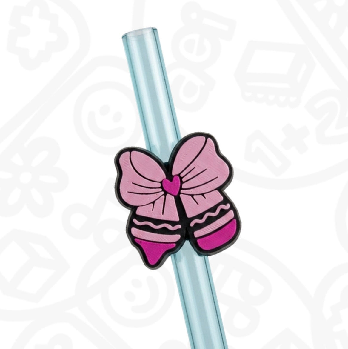 Straw Topper - Decoración para popote Moño Rosa