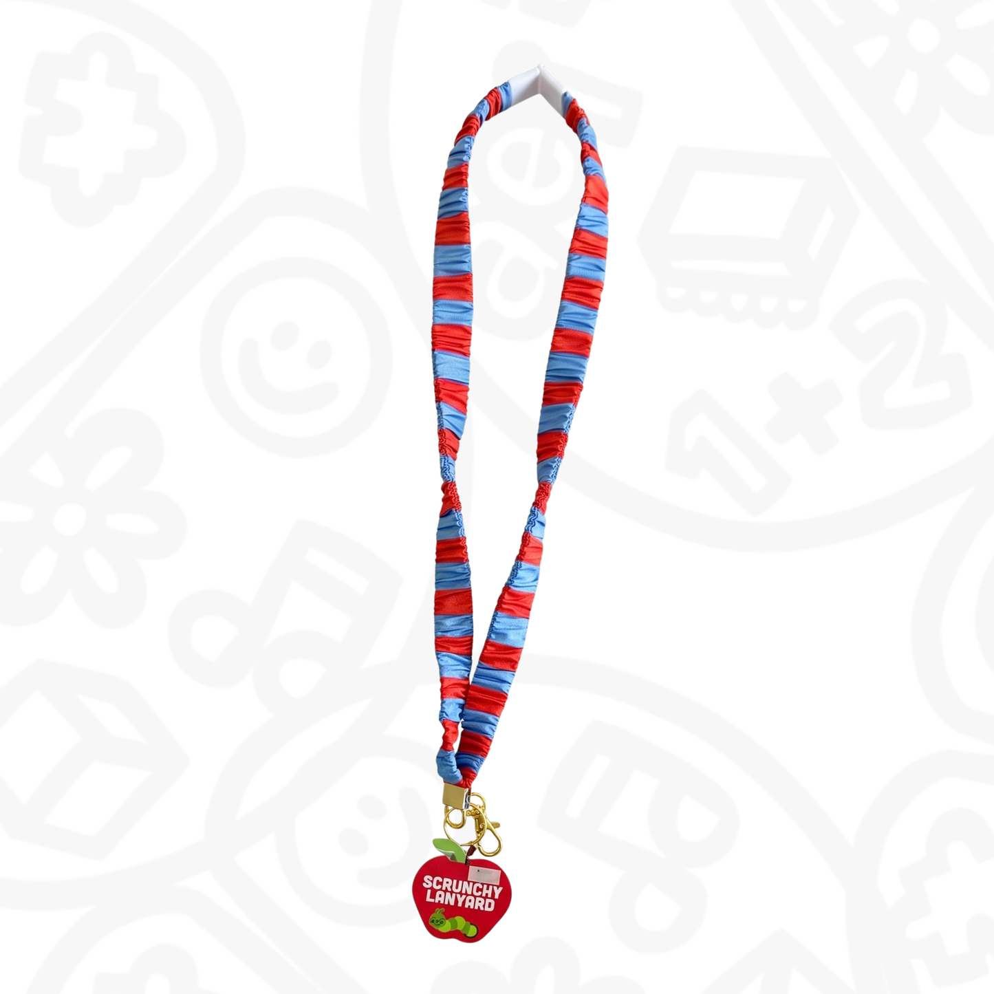 Lanyard Scrunchie Rojo con celeste