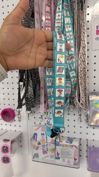 Lanyard Pictogramas azul
