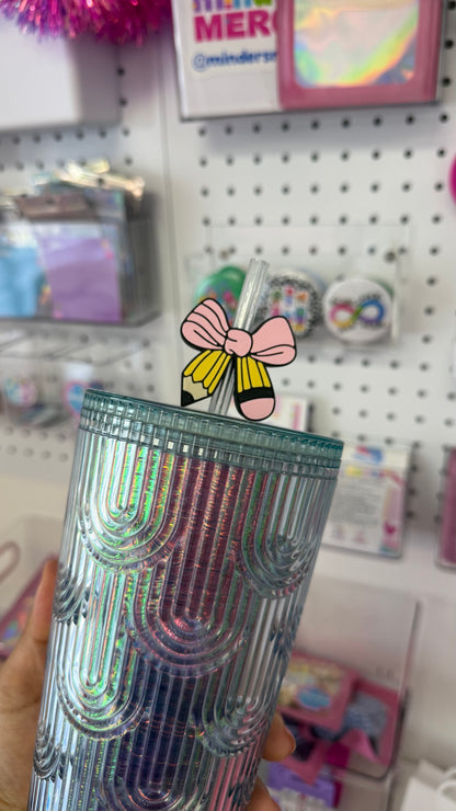 Straw Topper - Decoración para popote Moño Lápiz