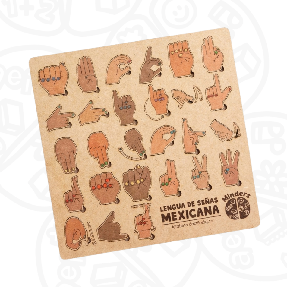 Rompecabezas Lengua de Señas Mexicana LSM | Alfabeto dactilológico en madera